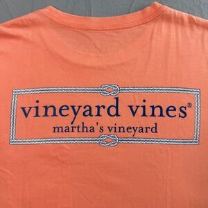 Vineyard Vines Pocket T-Shirt M Orange Long Sleeve Cotton Logo Coastal Vacation